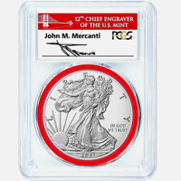 【お取り寄せ】2021年 イーグル銀貨 1oz 緊急発行（Emergency Isuue） John Mercantiサイン入り PCGS MS70