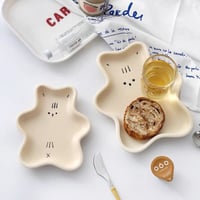 クリームベアセラミックプレート