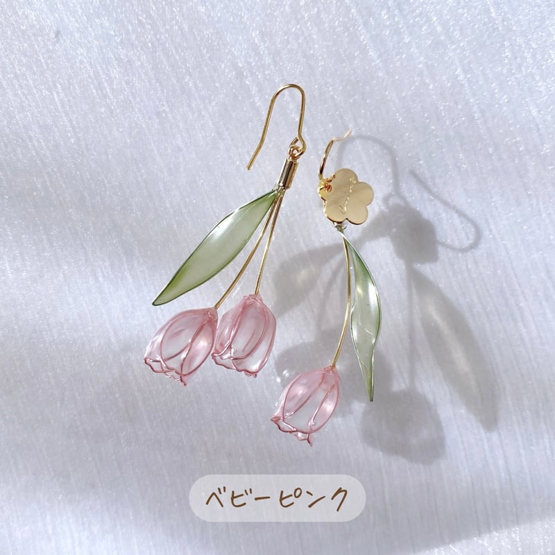 Hand madeイヤリング♪薔薇とチューリップイヤリング GW特別】𝗧𝗨𝗟𝗜𝗣𝗦🌷..𝟮𝟬𝟮𝟲.. ピアス/イヤリング | Cerise &