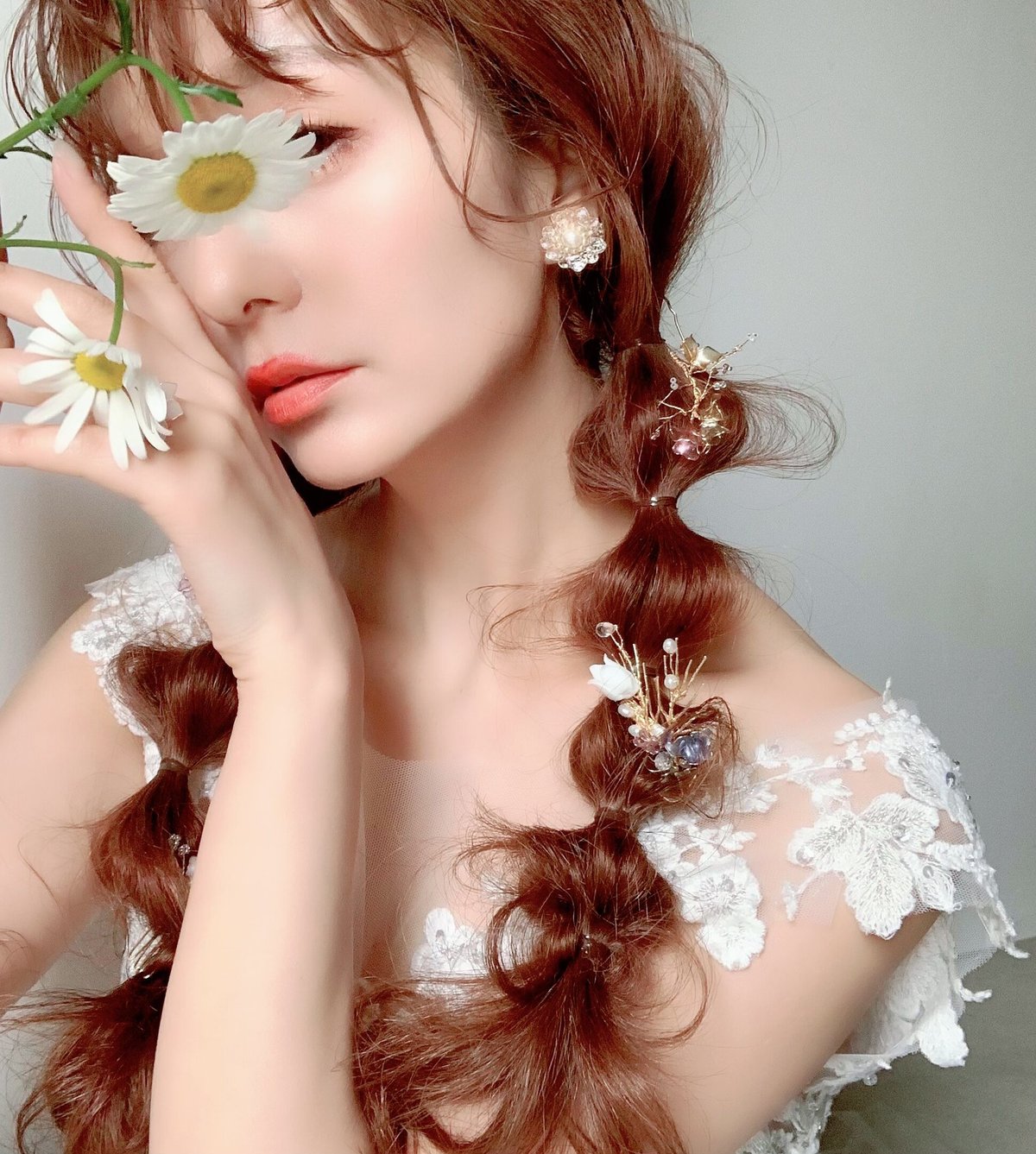 再販祭り】𝚛𝚎𝚝𝚛𝚘 𝚕𝚊𝚌𝚎 𝚏𝚕𝚘𝚠𝚎𝚛ピアス/イヤリング | Cerise &