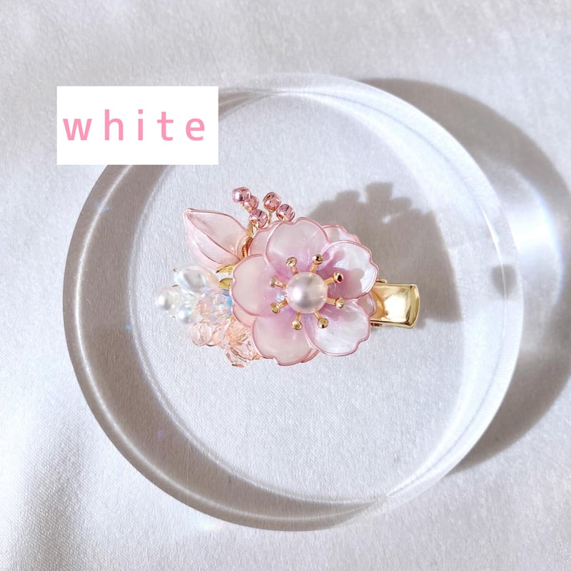 ヘアクリップ レジン 細長オーバル 桜とお花 ピンクとミントグリーン 0310140929_67ce74097af77.jpg