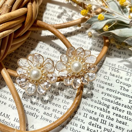 【再入荷】𝚛𝚎𝚝𝚛𝚘 𝚕𝚊𝚌𝚎 𝚏𝚕𝚘𝚠𝚎𝚛ピアス/イヤリング