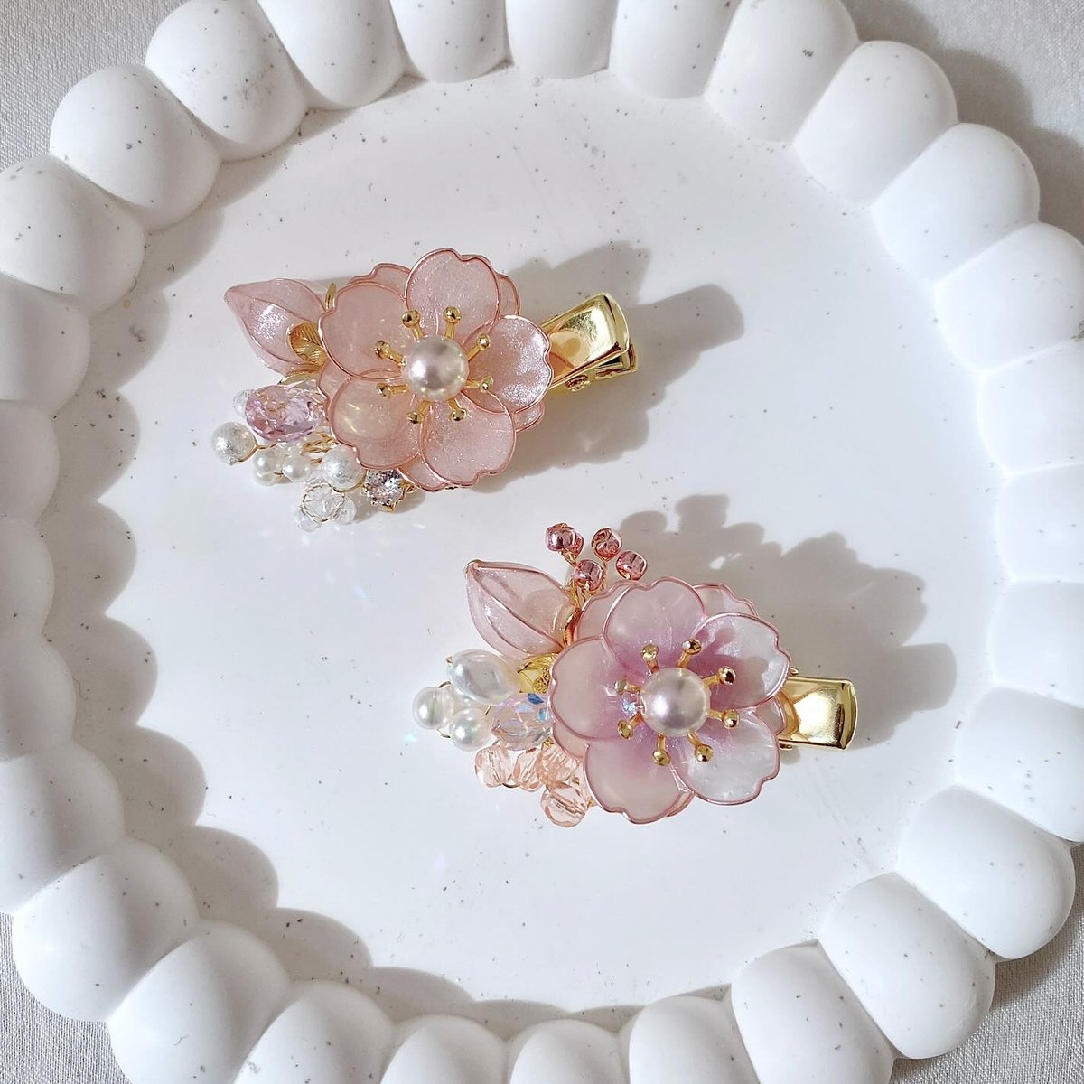 silverベース 【再販】波打ち際✧︎のヘアクリップmini♡ 美味しから