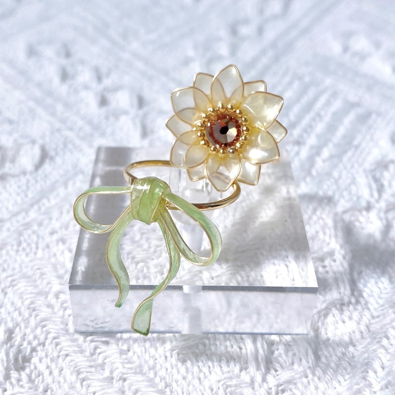 アクセサリー HIMAWARI 𝗛𝗶𝗺𝗮𝘄𝗮𝗿𝗶 & 𝐫𝐮𝐛𝐚𝐧 / ring set🌻౨ৎ | Cerise &