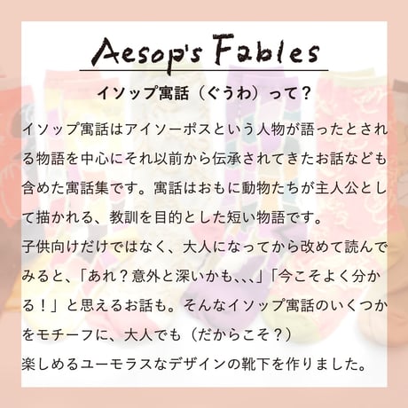 ST013　ストーリーソックス（アシンメトリーデザイン）【イソップ寓話】ねずみの相談