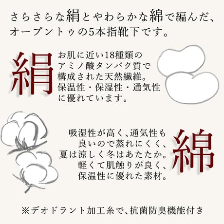 SS16　仄仄（ほのぼの）靴下　-綿×絹の５本指靴下-