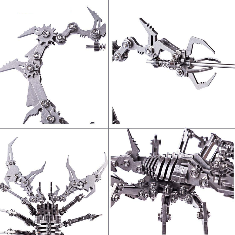 2点セット 3D可動 金属パズル サソリ型 フィギュア 完成品 金銀 ＆ 黒赤 3D機械サソリメタルパズル レッドブラックモデルキット