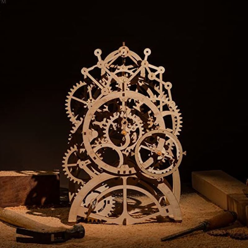 立体パズル 木製 振り子時計 機械モデル 手作り 干支壁時計