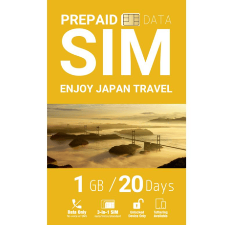【PREPAID DATE SIM】1GB/20Days　※SoftBankメイン回線