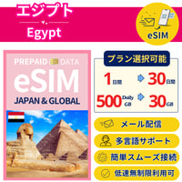 エジプト eSIM 1日から 500MB~30GB 簡単設定 最短即日発行 パスポート不要 送料無料 サポート充実 一時帰国 留学 短期 出張 追加購入 無制限 Egypt SIM