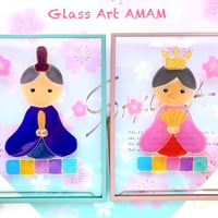 AMAM ガラス フレーム 桃の節句　雛祭り　雛人形　お雛様　ひな祭り　ひな人形　2枚セット