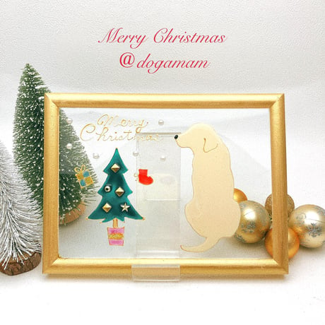 クリスマスツリー&ラブラドール　イエローラブ　背中