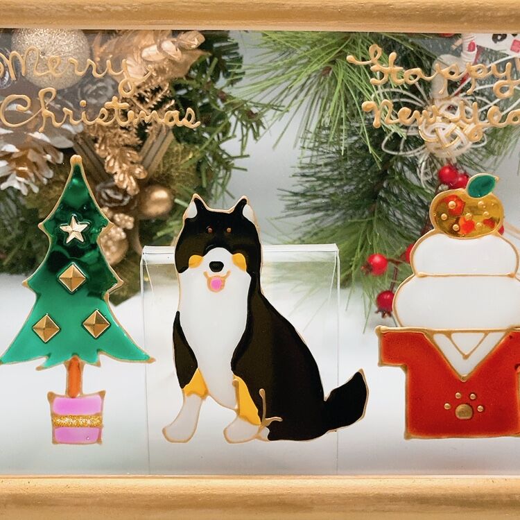 オーダー受取　お正月　達磨と犬柄パネル生地　鏡餅　柴犬　爆　シーズー　ポメ オーダー受付 お正月パネル生地 シーズー チワワ ポメラニアン