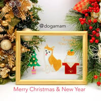 クリスマス　お正月　鏡餅　柴犬  赤柴  目入り
