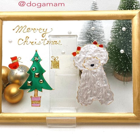 クリスマスツリー&プードル　ホワイト