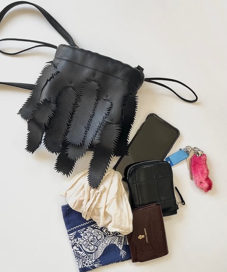 “BLACK BIRD” DRAWSTRING SHOULDER POUCH