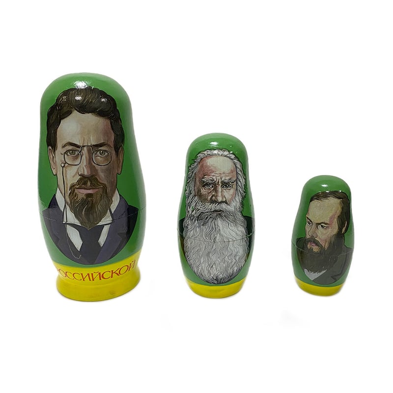 マトリョーシカ ロシア製 ~No.2作家(チェーホフ、トルストイ マトリョーシカ ロシア製 ~No.2作家(チェーホフ、トルストイ