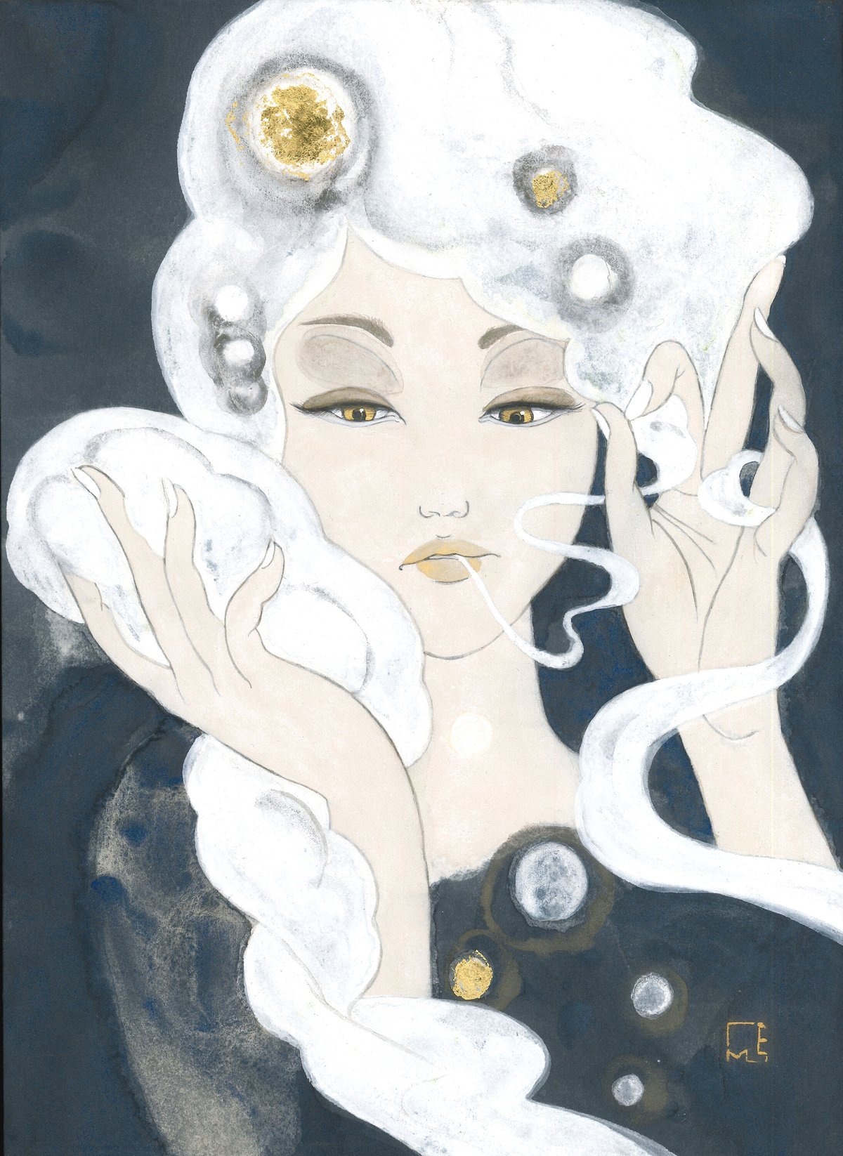 絵画 Moth Girl 麻木森「white clouds〈白雲〉」日本画 4号 | shibayama art gal