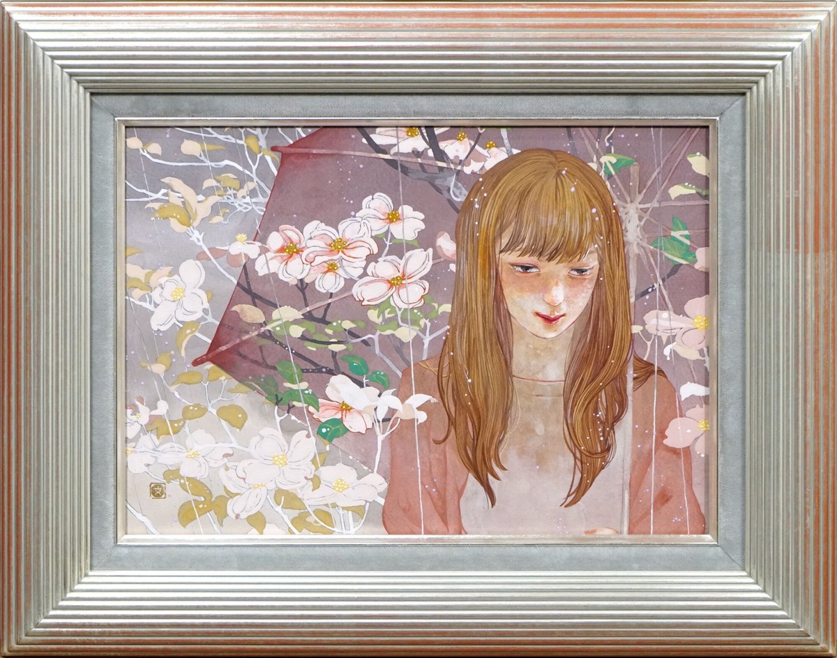 ★お値下げ♡ 「日本画」花④  日展受賞経験者が描きました Nov. 19, 2025 9 cm x 9 cm (app. 4