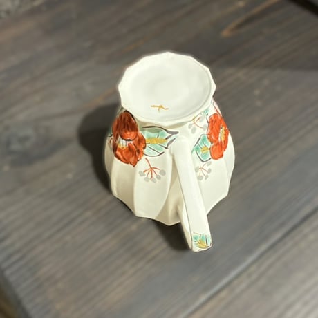 武山窯　koyomi　金彩色絵マグカップ　椿（化粧箱入）