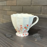 武山窯　赤い鳥と実　マグカップ（化粧箱入）