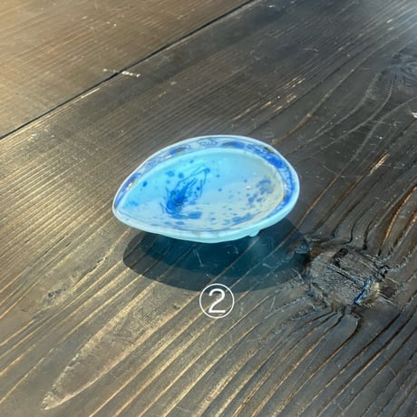 秀峰窯　染付3ツ足珍味入（あわび）①②③