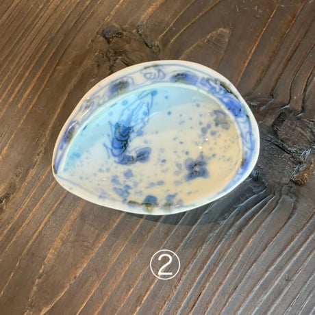 秀峰窯　染付3ツ足珍味入（あわび）①②③