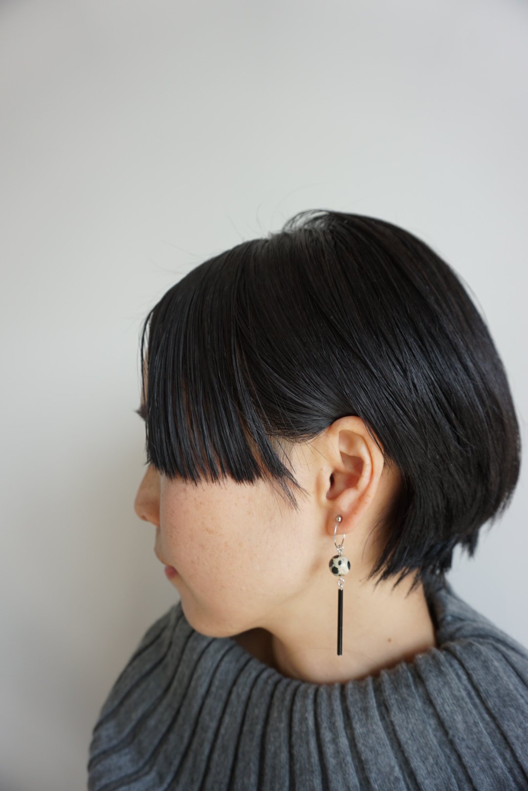 ダルメシアンジャスパー×オニキス pierce/earring <05> | DOT MEL