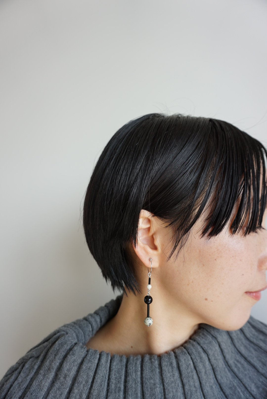 ダルメシアンジャスパー×オニキス pierce/earring <05> | DOT MEL