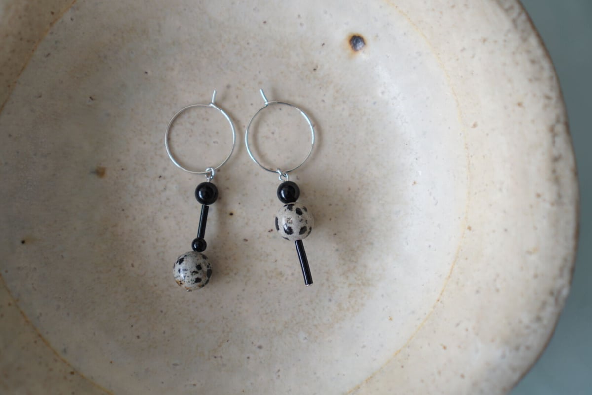 ダルメシアンジャスパー×オニキス pierce <01> | DOT MELTonlineSTORE