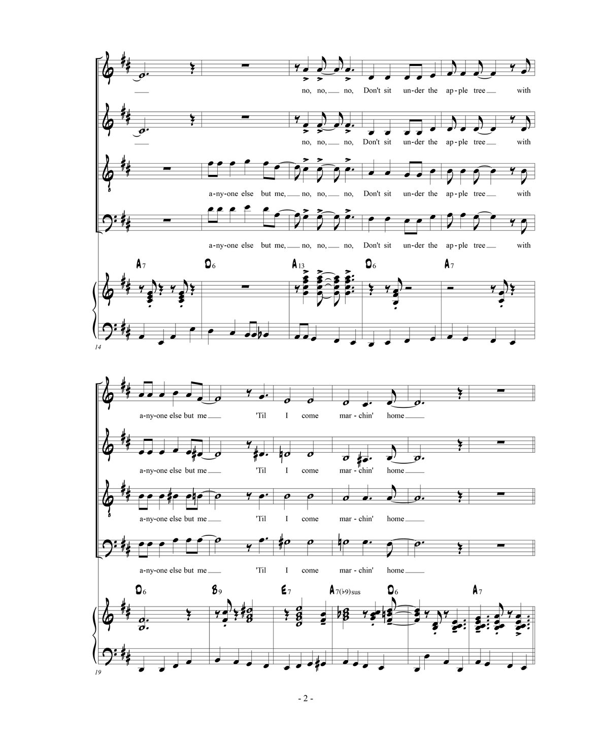 楽譜／DL販売】（5名ライセンス）for SATB Vocal Jazz『リンゴの