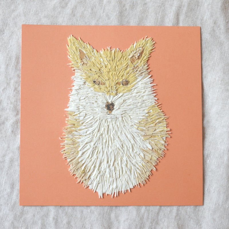 貼り絵(額縁付き)】kitakitsune (edition1) | masumihiray 貼り絵(額縁付き)】kitakitsune (edition1) | masumihiray