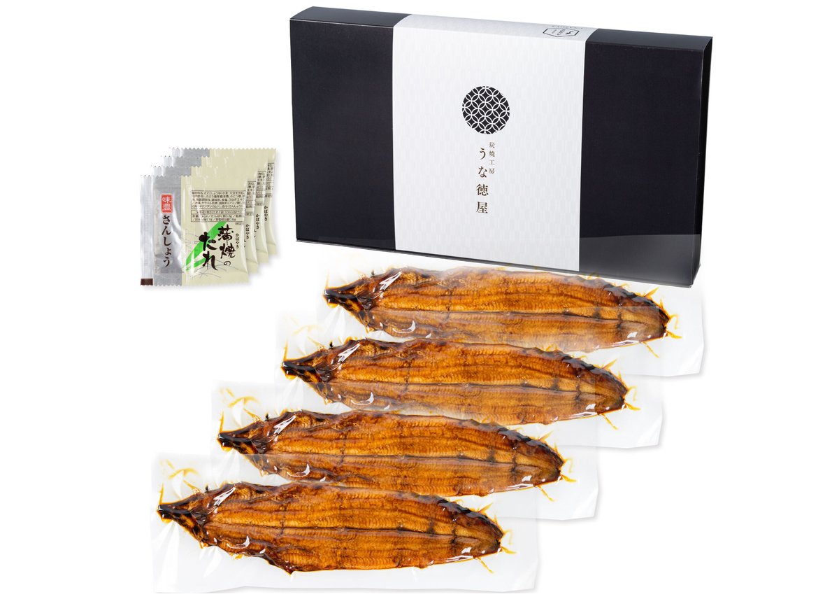 うなぎ蒲焼(4尾)特大/約130g)冷凍真空パック | うな徳屋 うなぎ蒲焼(4尾)特大/約130g)冷凍真空パック | うな徳屋