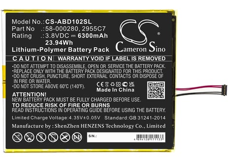 Amazon Kindle Fire HD 10.1 9th互換バッテリー (CS-ABD102SL) 送料無料