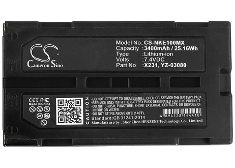 日本光電 WEE-1000 X231互換バッテリー　3400mAh (CS-NKE100MX) 送料無料