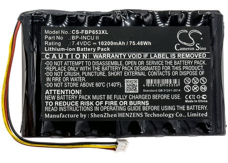 フルーク　Fluke Biomedical INCU II Incubator互換バッテリー BP-INCU II  10200mAh  (CS-FBP653XL) 送料無料
