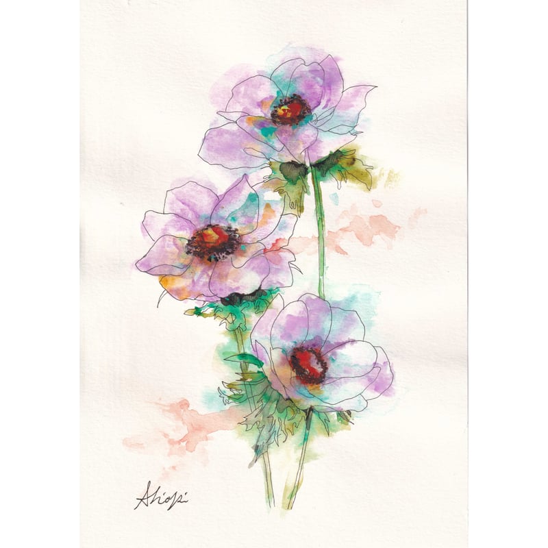 水彩画・花の絵画 絵画 水彩画 風景画 画題「桜の花」 絵画 yamakasumi56 通販