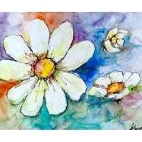 お茶目な花花　(size13x18)　 原画　水彩画 お茶目な花花 (size13x18) 原画 水彩画 お茶目な花花 (size13x18