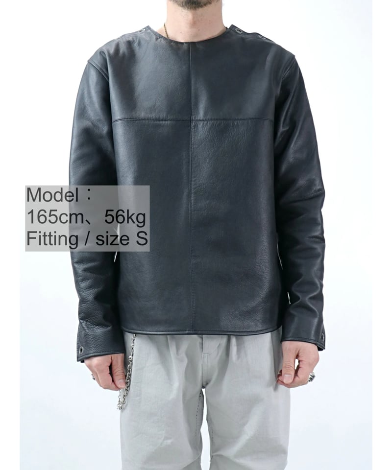 LICHT ADEL / L-ST07 / プルオーバーレザーシャツ / BLACK | Ow