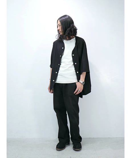 A.F ARTEFACT / ag-11017-2 / サマーウールノーカラーシャツ / BLACK