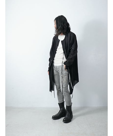 ASKYY / N14  / RIBBON CORD SMOCK SHIRTS / BLK