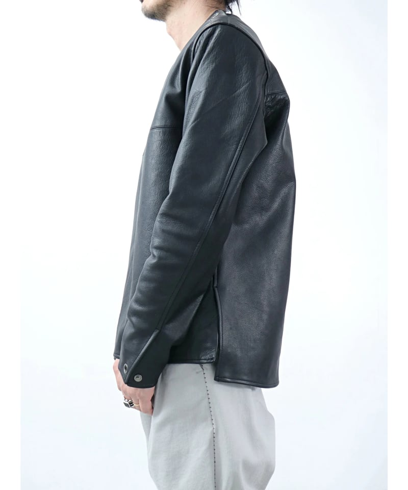 LICHT ADEL / L-ST07 / プルオーバーレザーシャツ / BLACK | Ow