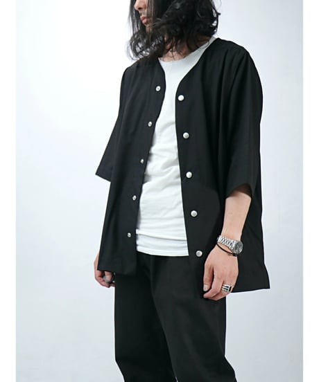 A.F ARTEFACT / ag-11017-2 / サマーウールノーカラーシャツ / BLACK