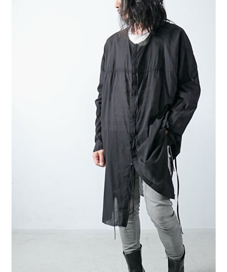 ASKYY / N14  / RIBBON CORD SMOCK SHIRTS / BLK