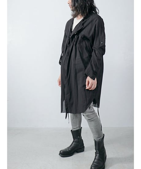 ASKYY / N14  / RIBBON CORD SMOCK SHIRTS / BLK