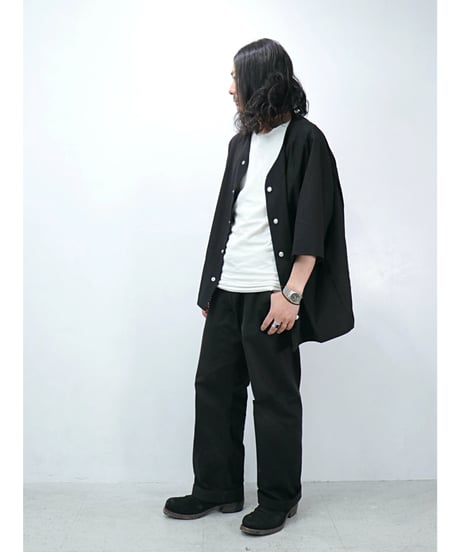 A.F ARTEFACT / ag-11017-2 / サマーウールノーカラーシャツ / BLACK