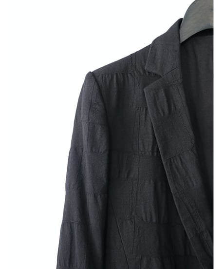 D.HYGEN / ST106-0322A / Scab Patchwork Jacquard Stretch Cotton Chester Coat / BLACK