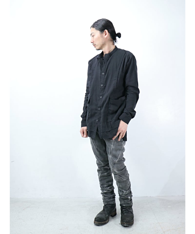 D.HYGEN / ST102-0325S / ダブルガーゼバンドカラーシャツ / BLACK