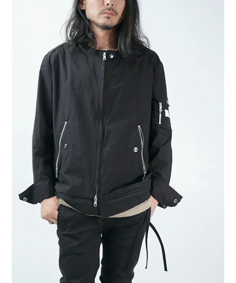 Windbreakerレザーボンバージャケット短丈ふフェードブラック黒グランパ レギュラーフィットグレインカーフレザーボンバージャケット – EVISU