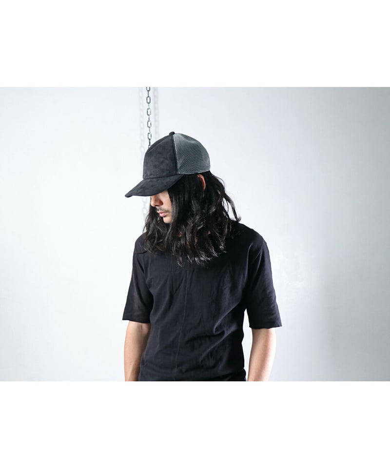 STRUM / STG049-01 / LEATHER MESH CAP / BLACK×